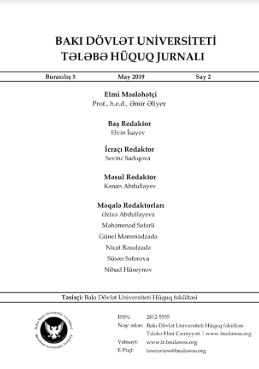 Bakı Dövlət Universiteti Tələbə Hüquq jurnalı Buraxılış:5 Say:2 2019