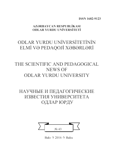 Odlar Yurdu Universitetinin Elmi və Pedaqoji Xəbərləri jurnalı №43 2016