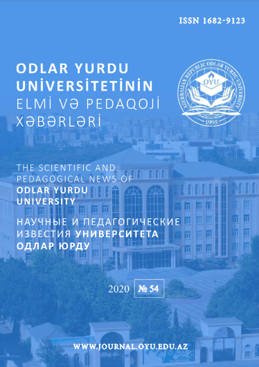 Odlar Yurdu Universitetinin Elmi və Pedaqoji Xəbərləri jurnalı №54 2020