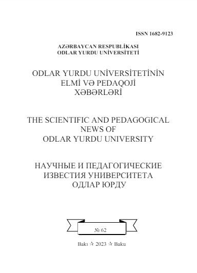 Odlar Yurdu Universitetinin Elmi və Pedaqoji Xəbərləri jurnalı №62 2023