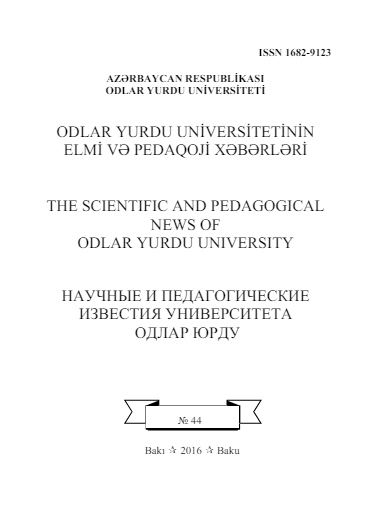 Odlar Yurdu Universitetinin Elmi və Pedaqoji Xəbərləri jurnalı №44 2016