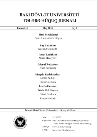 Bakı Dövlət Universiteti Tələbə Hüquq jurnalı Buraxılış:4 Say:2 2018